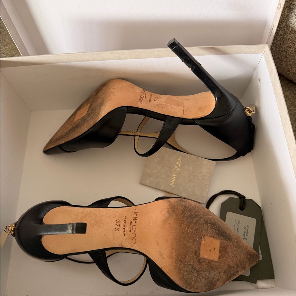 Jimmy Choo Saoni Leather Pump in color Black - Picture 3 of 4